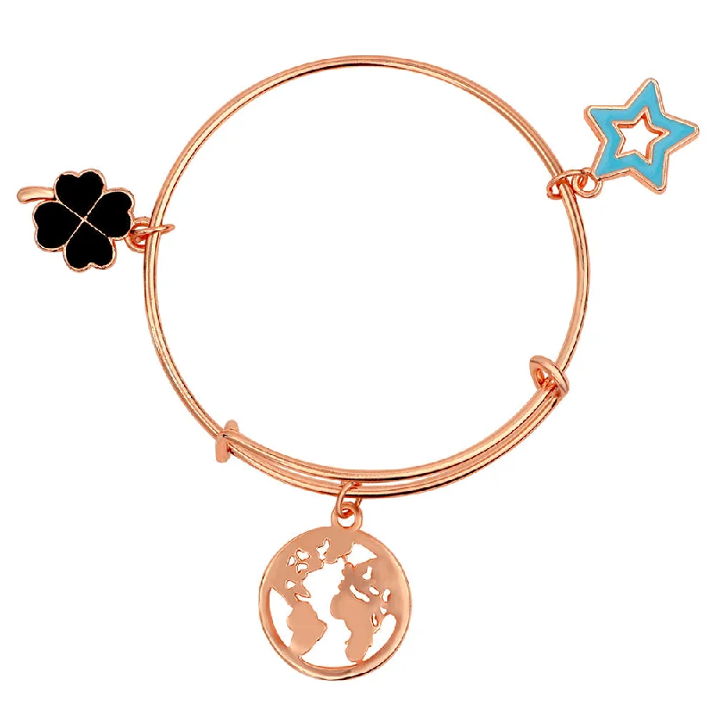 Ladies bracelets etsy charm -Mahi Rose Gold Plated Flower & Star Shaped Colorful Enamel Work Kids Bracelets for Girls (BRK1100820Z)