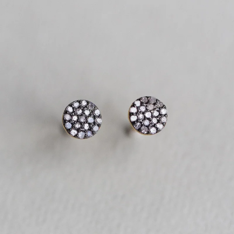 ladies earrings cheap-Little Diamond Disc Stud Earrings