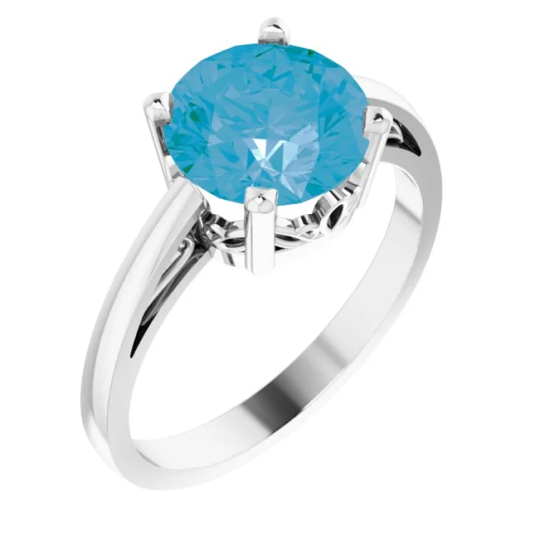 ladies rings second hand-14K White Natural Swiss Blue Topaz Ring