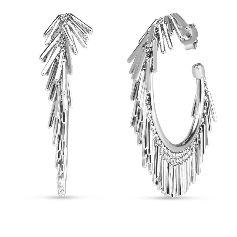 ladies rings personalized-Silver Fringe C Hoops