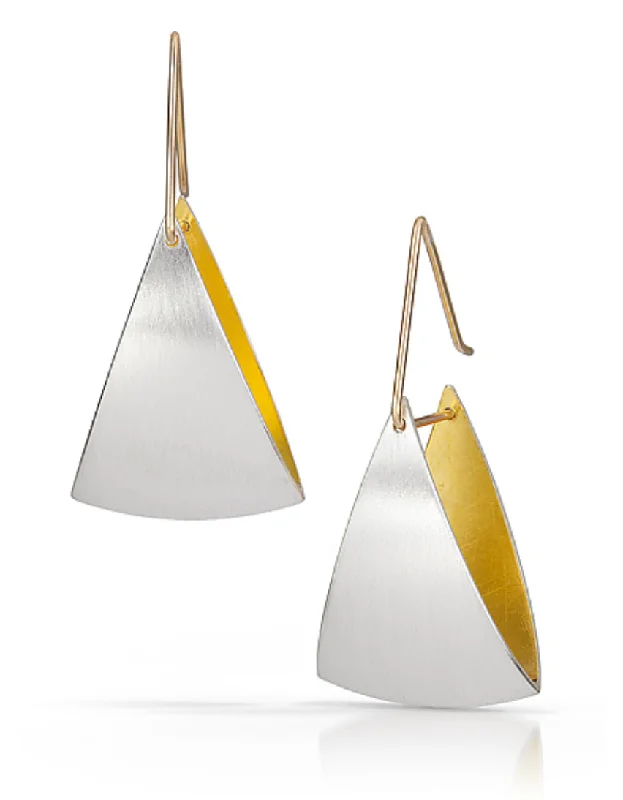 ladies earrings kay-Small Spinnaker Earrings with 22k Gold and Sterling Silver Bi-metal