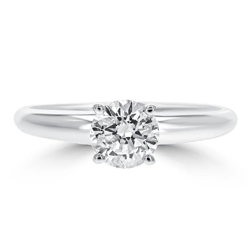 ladies rings round-14KT WHITE GOLD 3/4CT ROUND DIAMOND SOLITAIRE RING