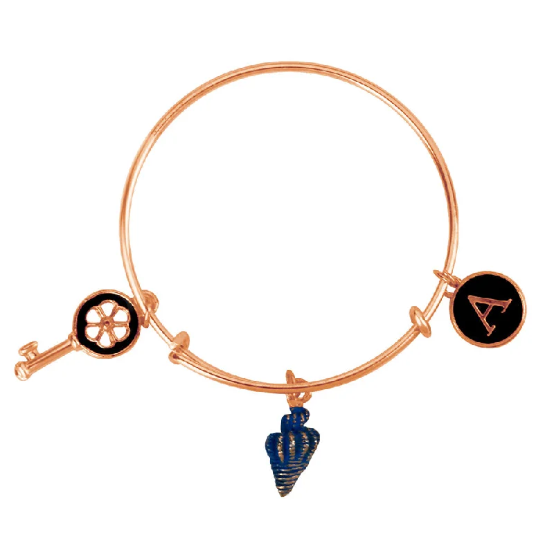 Ladies bracelets adventure glow -Mahi A Letter Lock & Shell Shaped Rose Gold Plated Enamel Work Charms Kids Bracelets for Kids (BRK1100974Z)