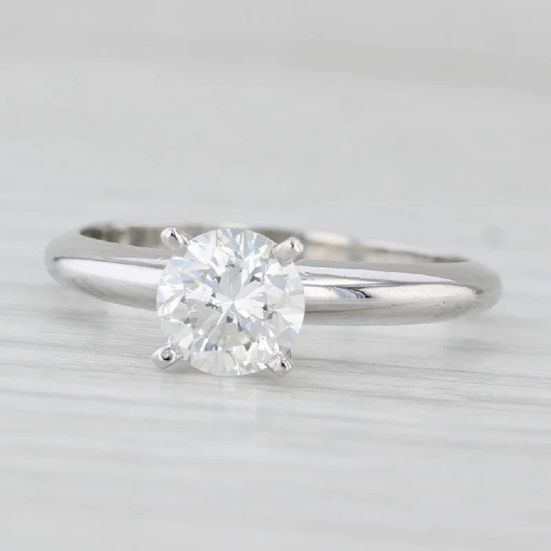 ladies engagement rings recycled-0.99ct Round Diamond Solitaire Engagement Ring Platinum Size 6.25 GIA