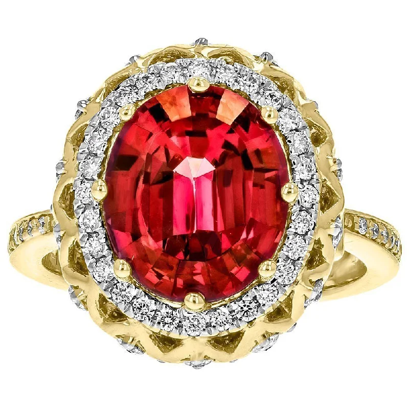 ladies rings new-Juleve 18KT 5.30 CT Rhodolite Garnet & 1.11 CTW Diamond Halo Ring