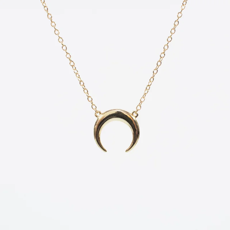 Ladies necklaces desert drop -Gold Plated Small Moon Necklace