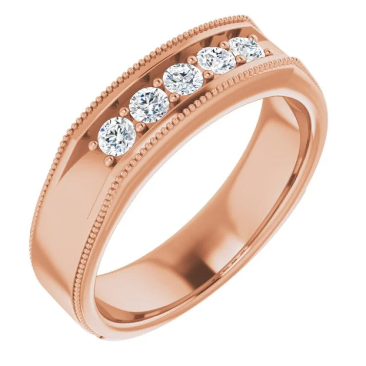 ladies rings retro design-14K Rose 3/8 CTW Natural Diamond Ring