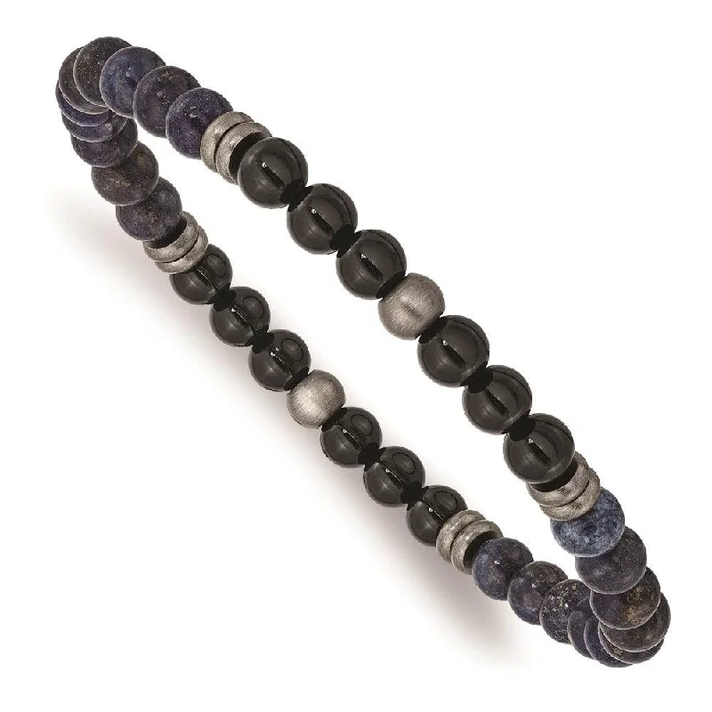 Ladies bracelets nordic glow -Stainless Steel Brushed Antique Bronze-plated Black Agate/Lapis Bracelet