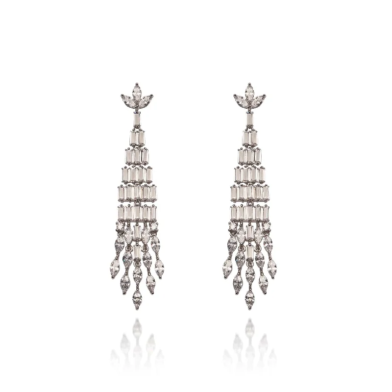 ladies earrings repair-Bridal Chandelier Earrings: Art Deco Inspired Crystal Chandelier Drop Earrings