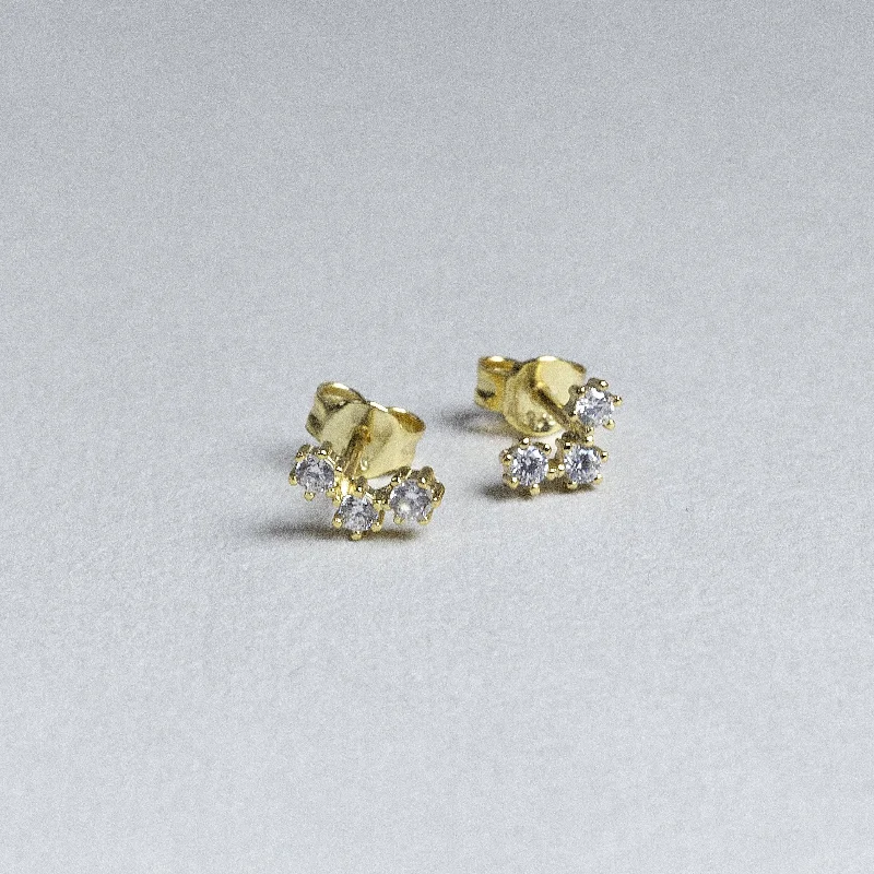 ladies earrings hexagon-Three Dots Stud Earrings