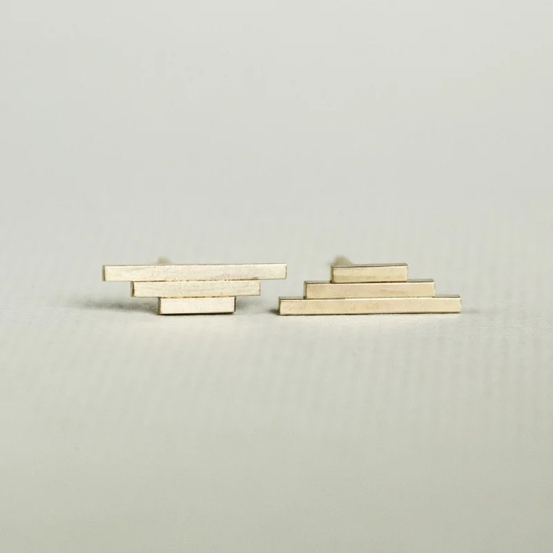 ladies earrings online-Triple Bar Stud Earring