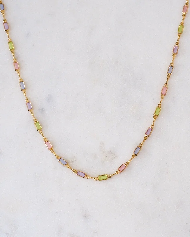 Ladies necklaces rose cut gem -Daria Colourful Gold Necklace