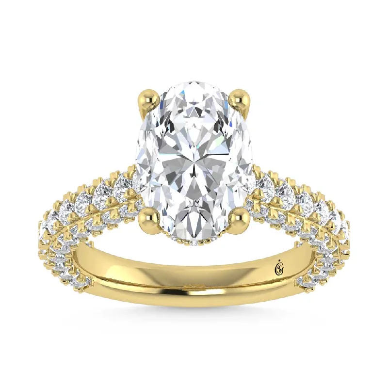 ladies engagement rings custom-14K Yellow Gold Lab Grown Diamond 4 1/5 Ct.Tw. Oval Shape Engagement Ring