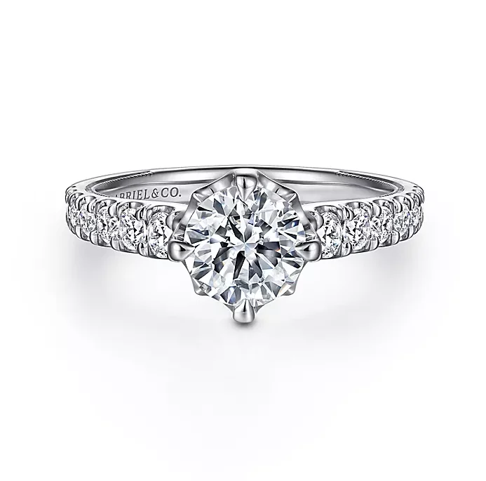 ladies engagement rings branded-Alivia - 14K White Gold Round Diamond Engagement Ring