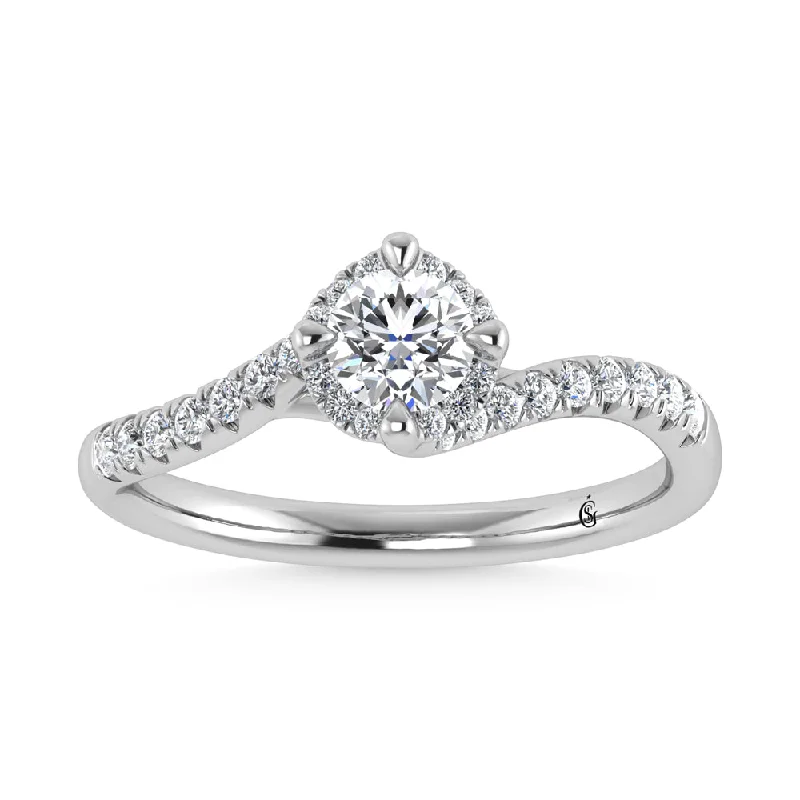 ladies engagement rings custom-10K White Gold Labgrown Diamond 1/2 Ct.Tw. Engagement Ring