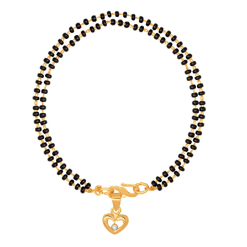 Ladies bracelets fantasy shine -Mahi Dual Chain Heart Charm Mangalsutra Bracelet with Beads and Crystal for Women (BR1100488G)