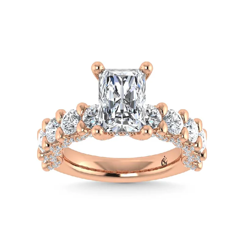 ladies engagement rings textured-14K Rose Gold Lab Grown Diamond 5 3/8 Ct.Tw. Victoria Engagement Ring