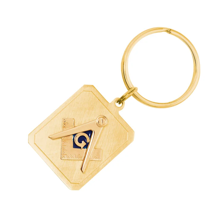 ladies rings budget friendly-Gold Finish Masonic Emblem Key Ring