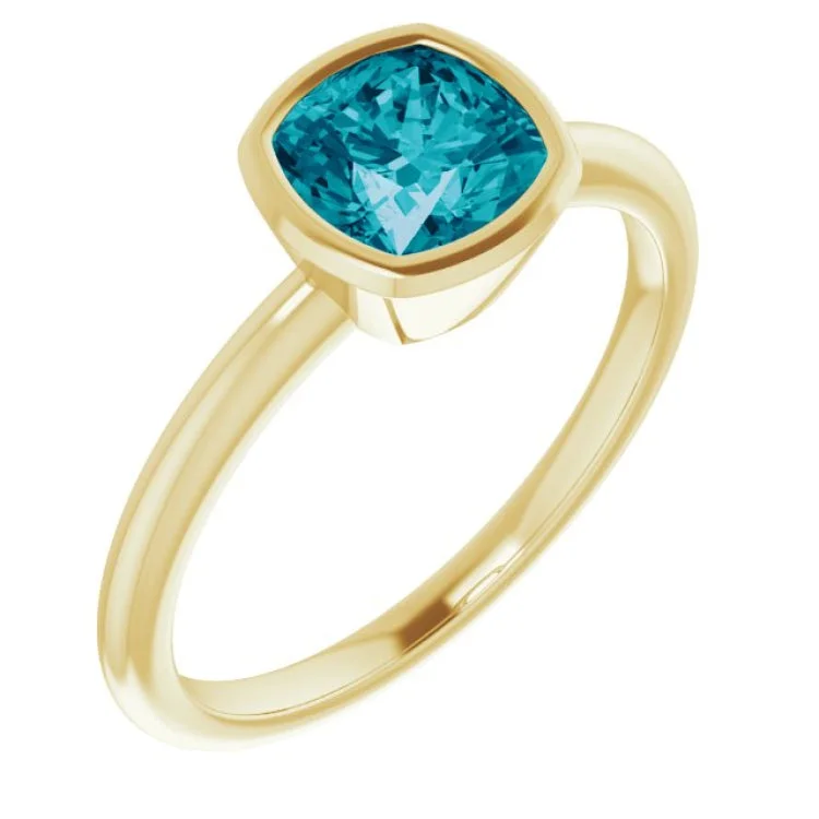 ladies rings social media-14K Yellow Natural London Blue Topaz Ring