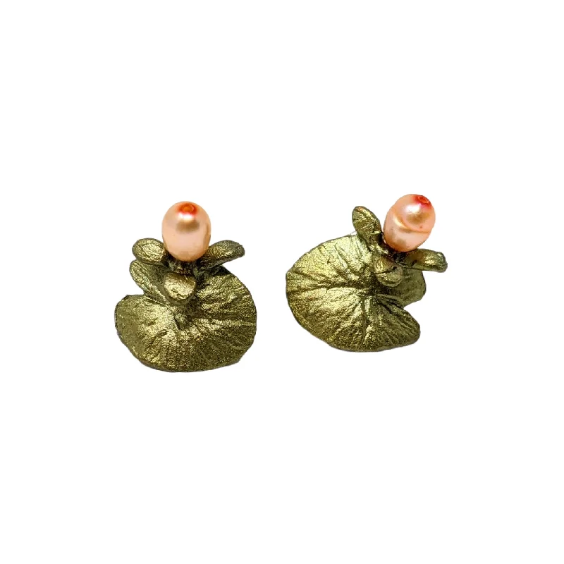 ladies earrings retro design-Water Lilies Post Earrings by Michael Michaud