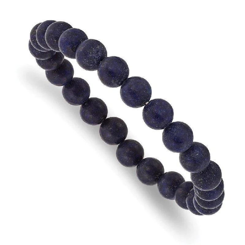 Ladies bracelets gothic shine -Lapis Agate Beaded Stretch Bracelet