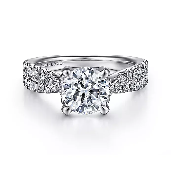 ladies engagement rings hypoallergenic-Laura - 14K White Gold Twisted Diamond Engagement Ring