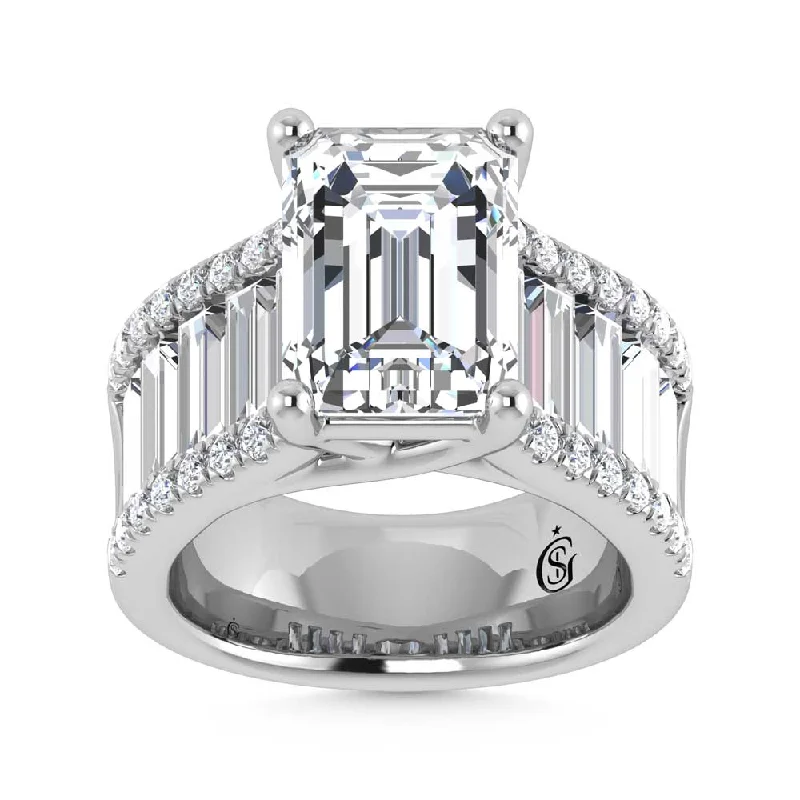 ladies engagement rings patterned-14K White Gold Lab Grown Diamond 7 1/2 Ct.Tw. Engagement Ring