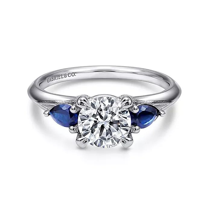 ladies engagement rings white-Amerie - 14K White Gold Sapphire and Diamond Engagement Ring