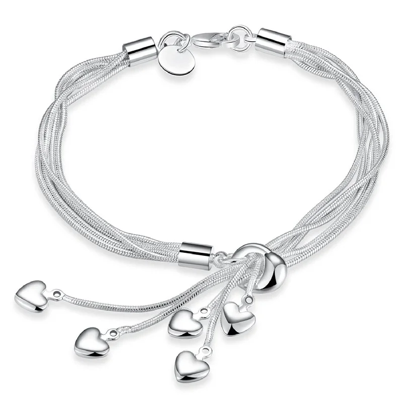 Ladies bracelets monochrome charm -Mahi Heart Charm Rhodium Plated Bracelet for Women & Girls - BR1100366R