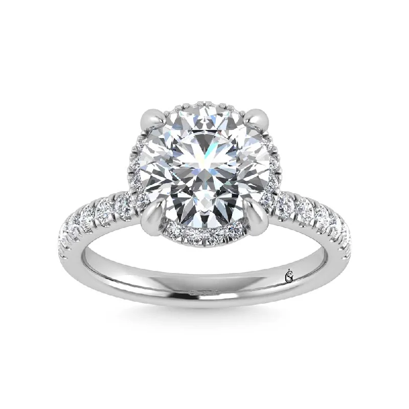 ladies engagement rings 1920s-14K White Gold Lab Grown Diamond 3 1/2 Ct.Tw. Round Shape Engagement Ring