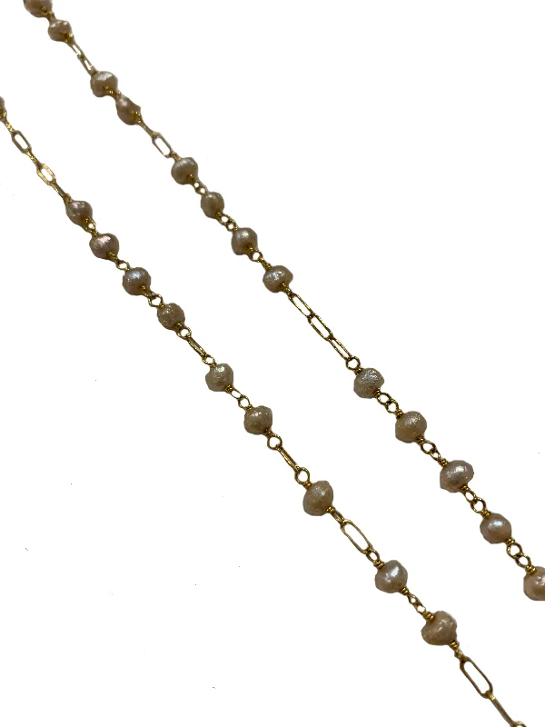 Ladies necklaces conflict free -Freshwater Pearl Chain Necklace