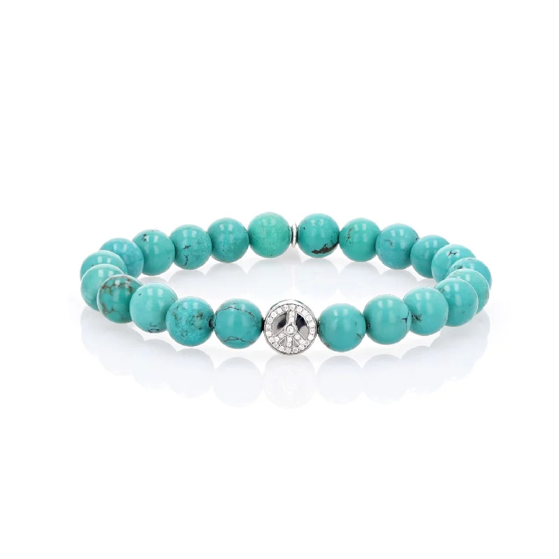 Ladies bracelets emerald charm -Cuties Icon Bracelet - Turquoise with Pave Peace Bead : B0003899