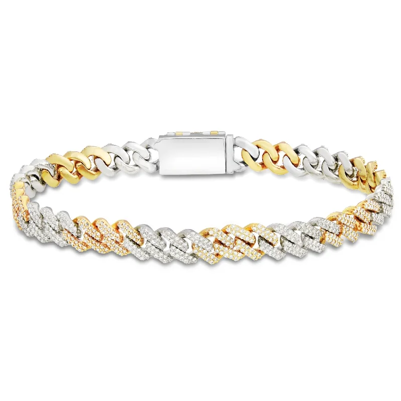 Ladies bracelets pastel shine -10K Gold Two Tone 5.03ct Diamond 8mm Mini Cuban Bracelet