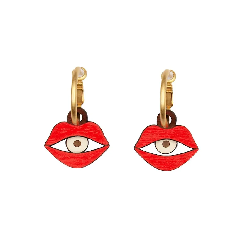 ladies earrings sun-Eye in a Mouth Earrings