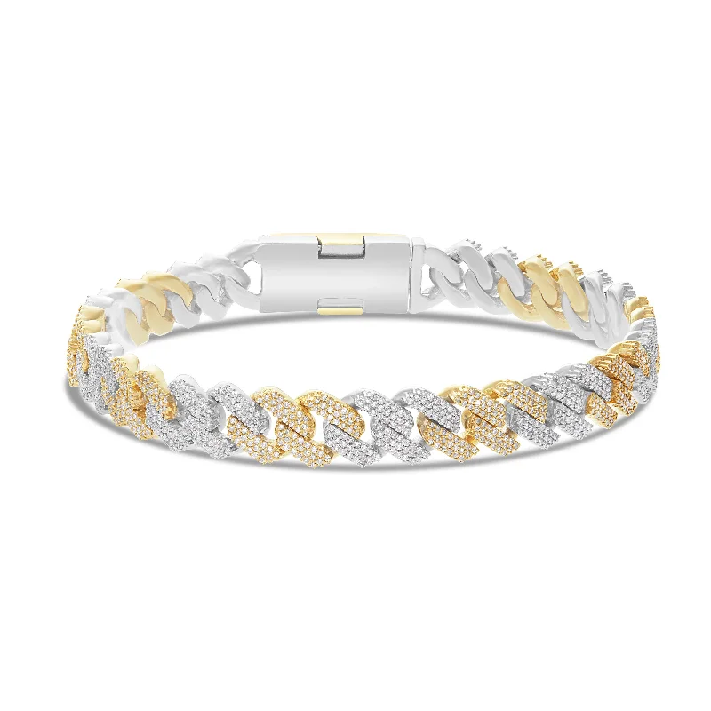 Ladies bracelets topaz sparkle -10K 8.5mm Two-Tone Diamond Cuban Bracelet