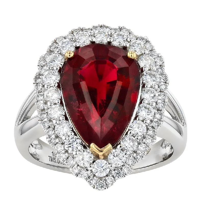 ladies rings limited stock-JULEVE 18KT 5.01 CT RUBELLITE & .91 CTW DIAMOND HALO RING