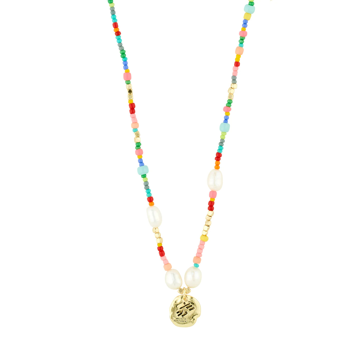 Ladies necklaces high end luxury -MSF Multi Coloured Gold Plated Necklace