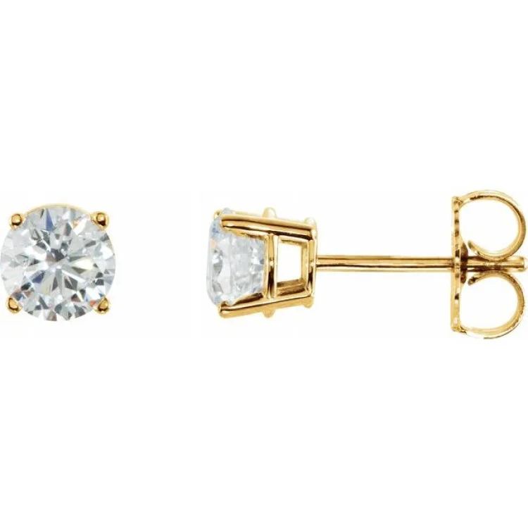 ladies earrings casual-14K Yellow 1 CTW Natural Diamond Stud Earrings