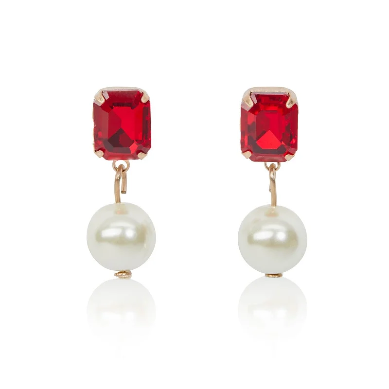 ladies earrings unity-Regal Pearl Stone earrings