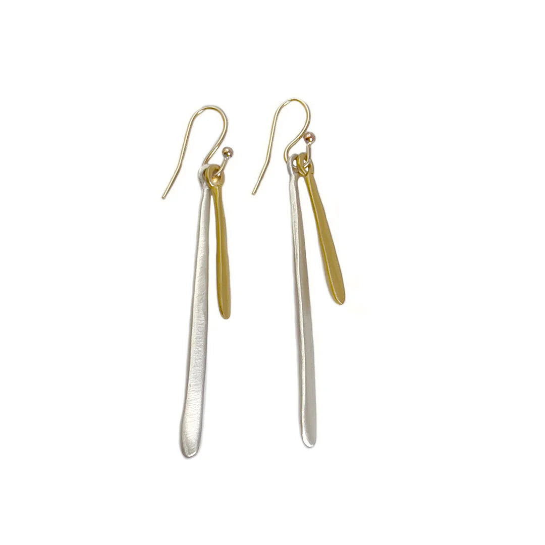 ladies earrings wave-Two Needles. Earrings