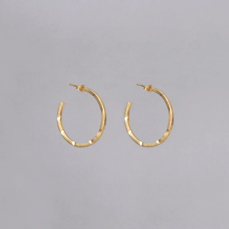 ladies earrings limited edition-Textured Gold Hoop Earrings