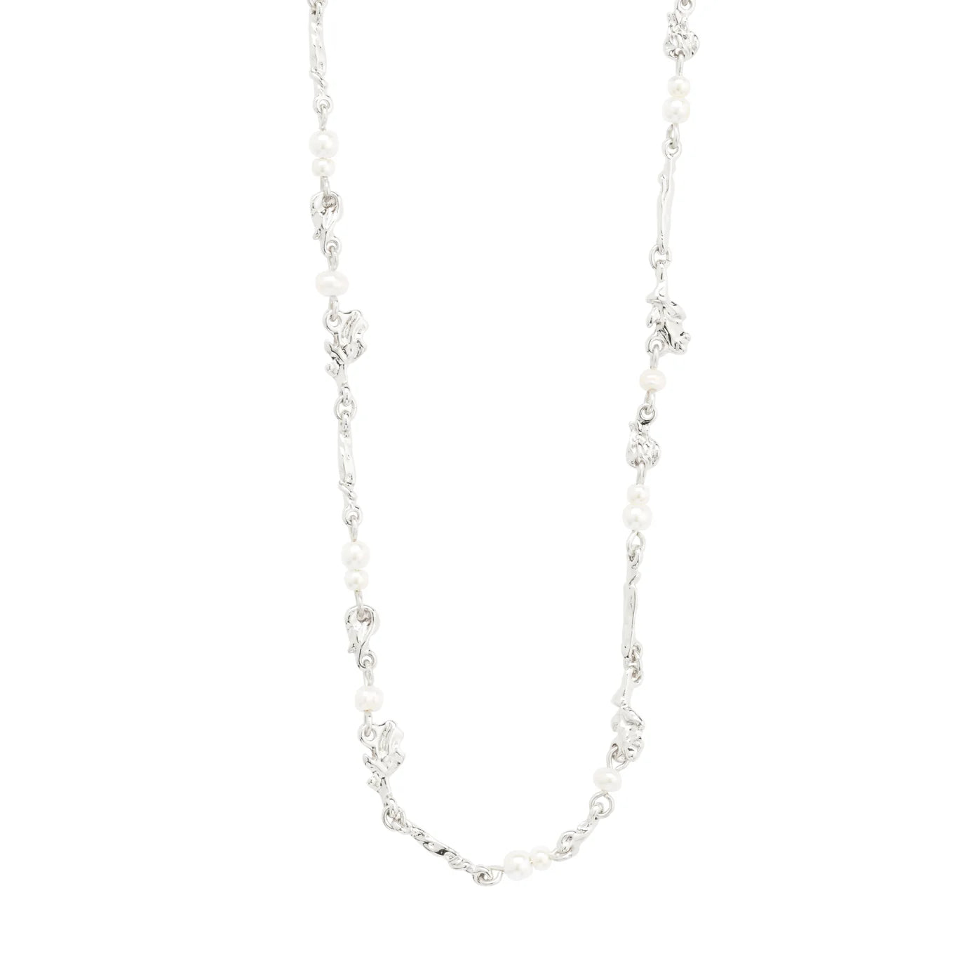 Ladies necklaces champagne glow -Focus Silver Plated Pearl Necklace