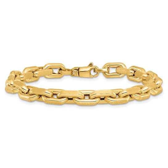 Ladies bracelets native charm -14k Polished and Textured Fancy Link 7.5 Inch Bracelet