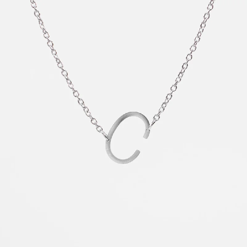 Ladies necklaces chinese knot -Asymmetrical Silver Initial Necklace