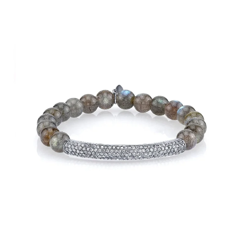 Ladies bracelets honeymoon shine -Labradorite Bracelet with Diamond Bar - 8mm  B0001468