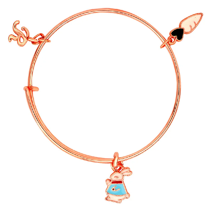 Ladies bracelets side stone shine -Mahi R Letter Raddish & Rabit Shaped Enamel Work Charm Bracelet with Rose Gold Plated for Kids (BRK1100868Z)