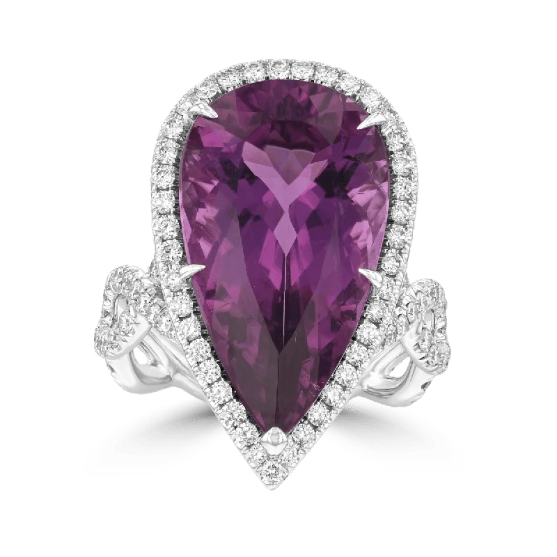 ladies rings large-JULEVE 18KT 12.35 CT TOURMALINE & 1.01 CTW DIAMOND HALO RING