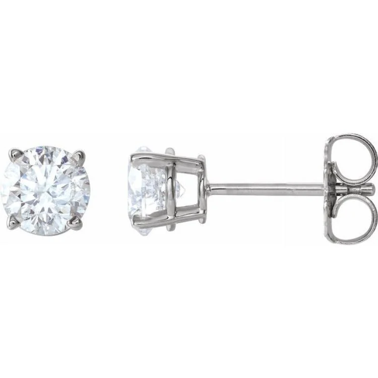 ladies earrings shiny-14K White 1 CTW Natural Diamond Stud Earrings