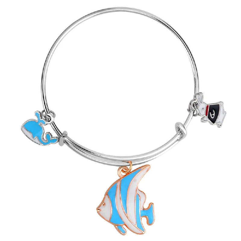 Ladies bracelets cushion cut charm -Mahi Fish & Rabit Shaped Enamel Work Charms Kids Bracelets for Girls (BRK1100943M)