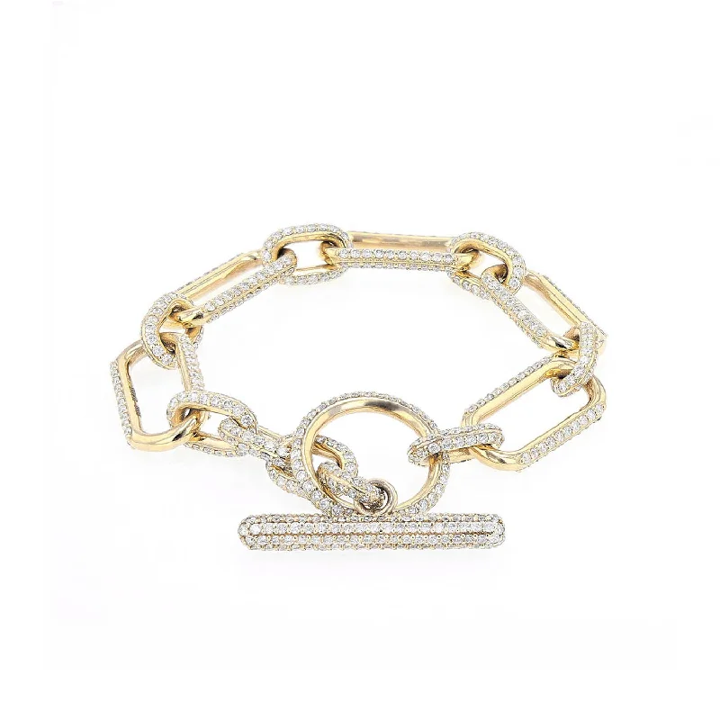 Ladies bracelets buddhist charm -14k Gold Gwyneth Link Diamond Toggle Bracelet C-B6